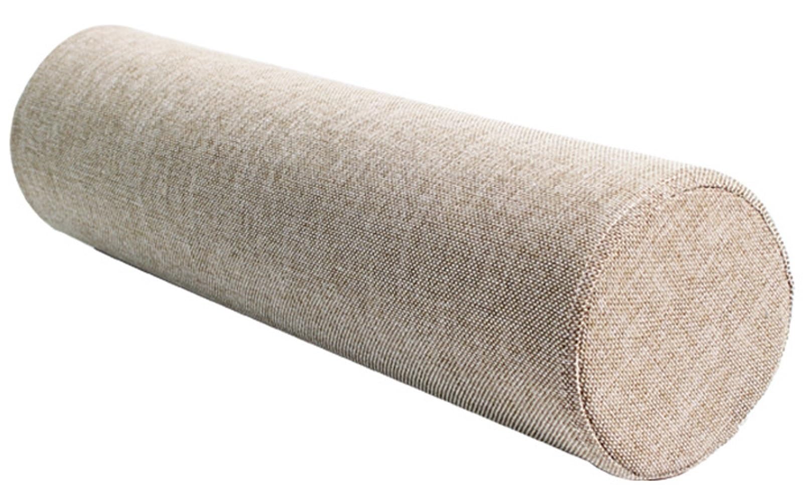 Long Round Bolster Pillow, Soft and Comfortable Neck Support Pillow, Linen Fabric Cylinder Pillow for Head, Back, Legs and Yoga, Round Cushion Roll Pillow for Bed Use(Khaki,15 x 60 cm)