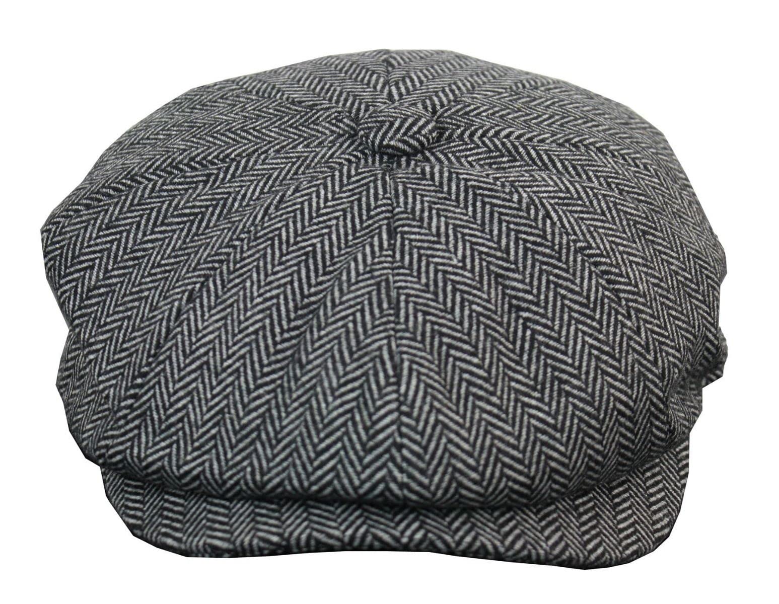 Infinity Leather Men's Grey Blinders Charcoal Tweed Gatsby Flat Baker Hat S