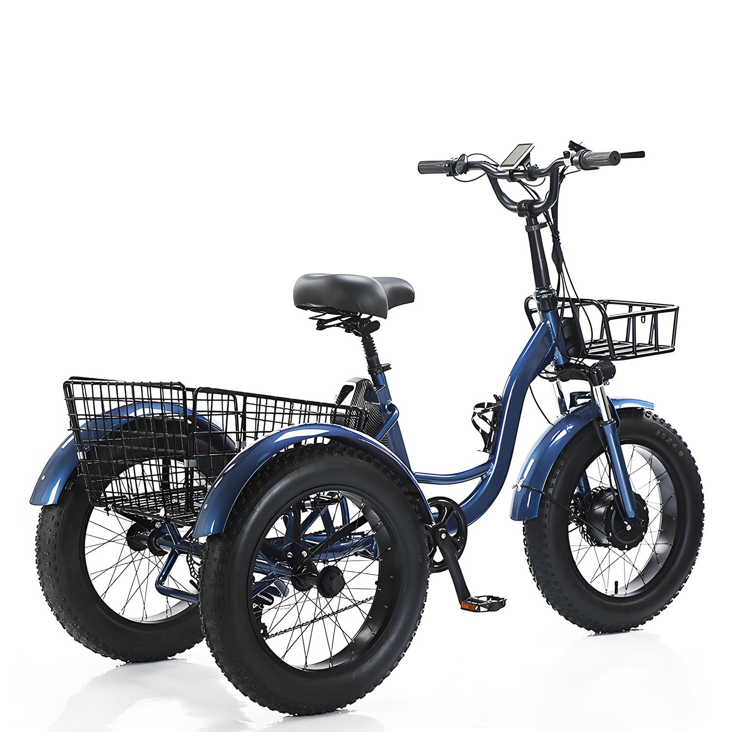 Triciclo Elettrico Adulti 20"x4.0" Fat Tire – 500W Motore, Batteria Rimovibile 48V 13Ah, Sospensioni, Luce LED, Grande Cestino Posteriore, Ideale per Tutti i Terreni, 30-40 km Blue