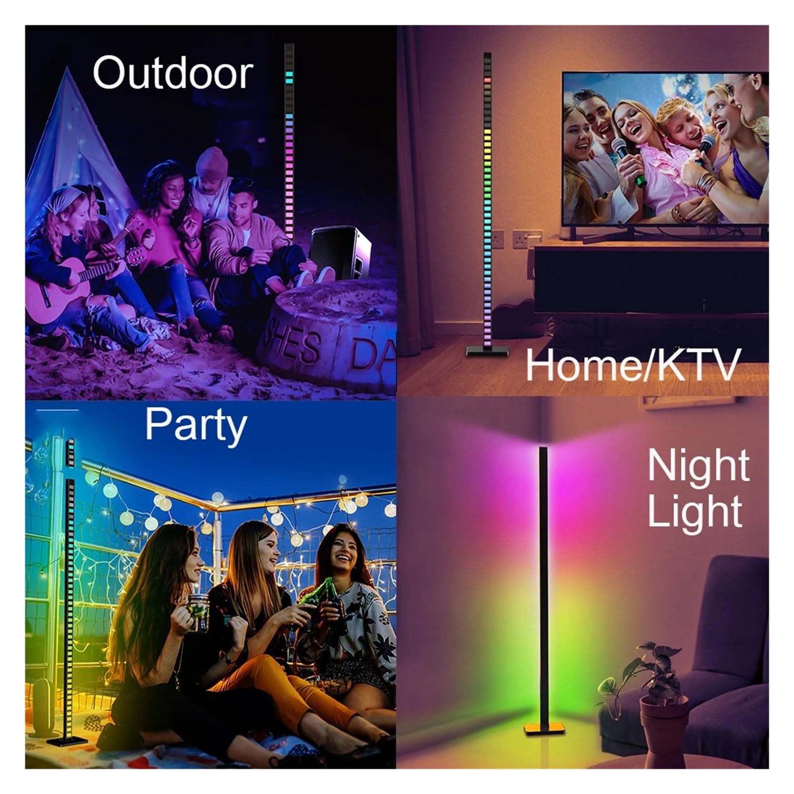 Barra De Luz Led Suelo RGB 1,2 M, Ritmo Inteligente, Control Remoto Por Aplicación, Música, Lámpara Sonido 45LED For Fiesta Eficiencia EnergéTica De Alto Rendimiento