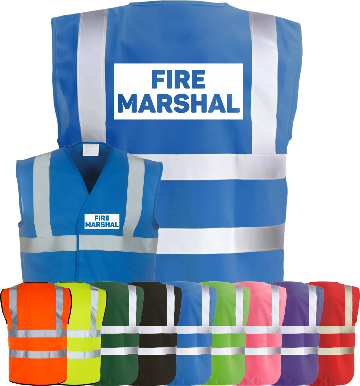 Corporate Togs FIRE MARSHAL Hi-Vis Safety Vest - High-Visibility Waistcoat Tabard, British Standard CE Marked, Fastening Vest | Protective Safety Wear