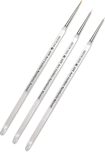 Miniatura 4 de AIT Art - Juego de 3 pinceles de pintura redondos, tamaño miniatura 200, 100, 30, asas acrílicas con extremo biselado, hecho a mano en Estados