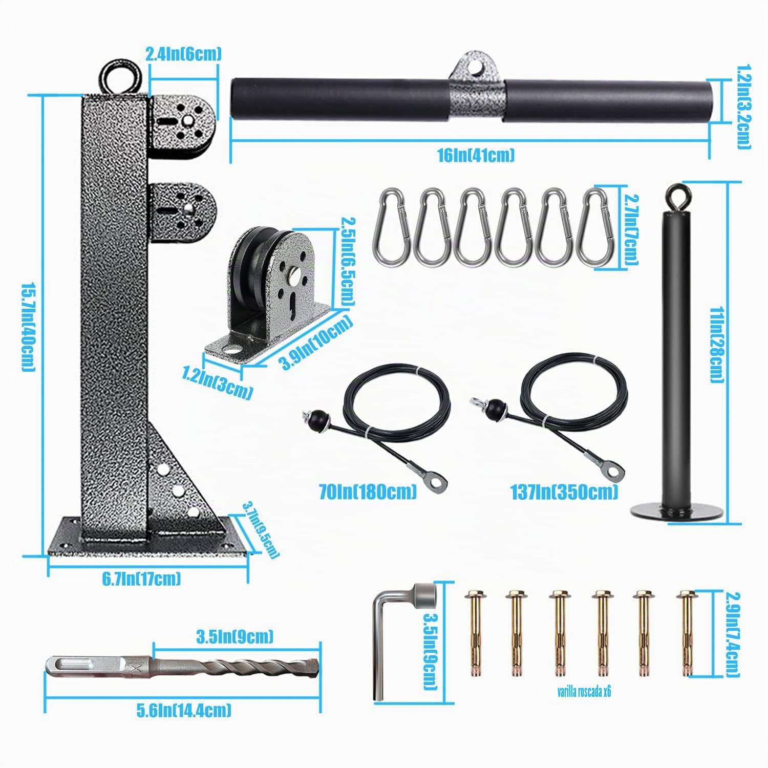 Sistema de polea de montaje en pared para fitness, sistema de polea de cable de peso para gimnasio, máquina de cable de fila baja, equipo de estación de cable