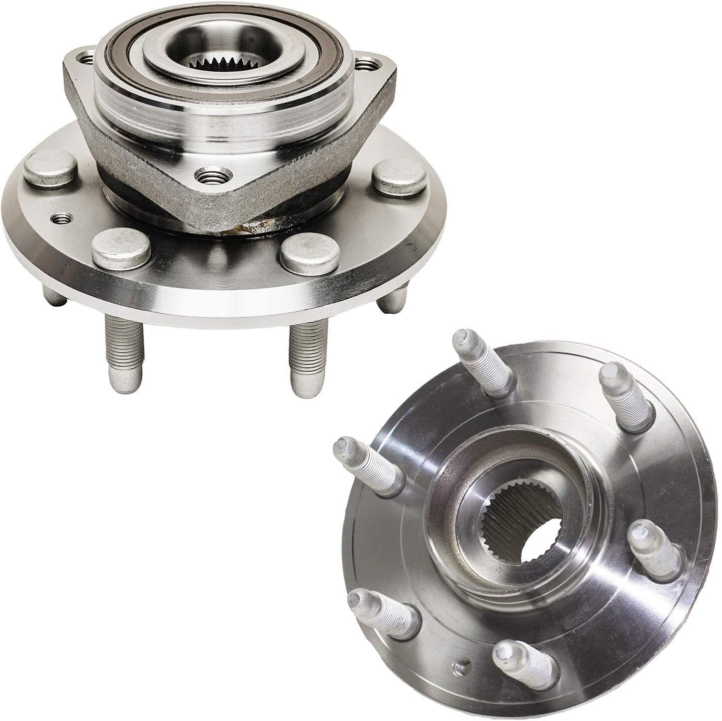 Detroit Axle - Front Drilled Brake Rotors Wheel Hub Bearings + 24pc Lug Nuts w/keys Replacement for Chevy Traverse Buick Enclave GMC Acadia - 30pc Set