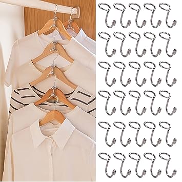 DIGHEIGG Clothes Hanger Space Saver Connector Hooks 30 Pack, Closet Organizer Space Saving Hangers for Clothes
