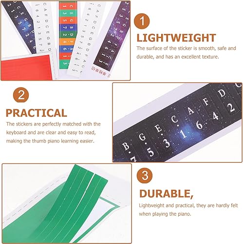 Miniatura 7 de 5 juegos de calcomanías de notas de Kalimba, 17 teclas, instrumento de dedo, notas de entrenamiento, letrero de decoración para principiantes