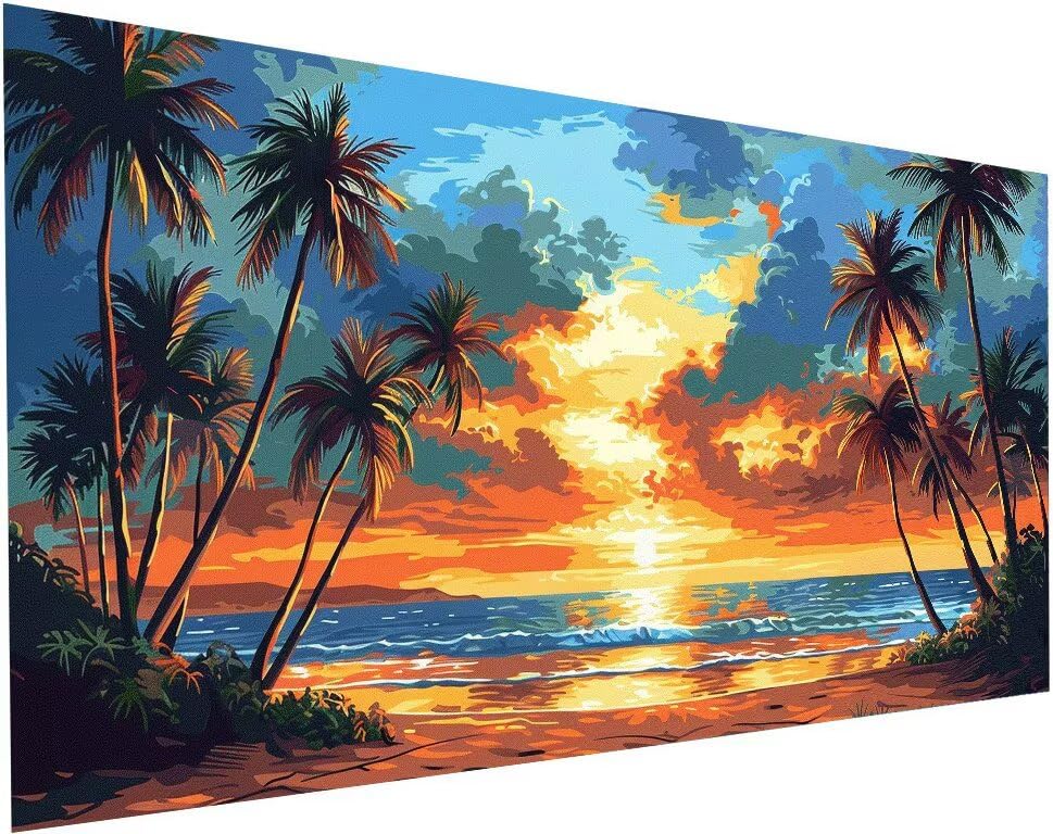 Diamond Painting Adulte XXL Plage 90x180 cm - Kit Complet Peinture Diamant 5D