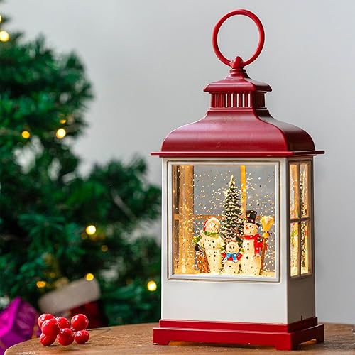 Linterna de globo de nieve de Navidad, cascanueces con música y temporizador, con forro USBfunciona con pilas, linterna iluminada para decoración de