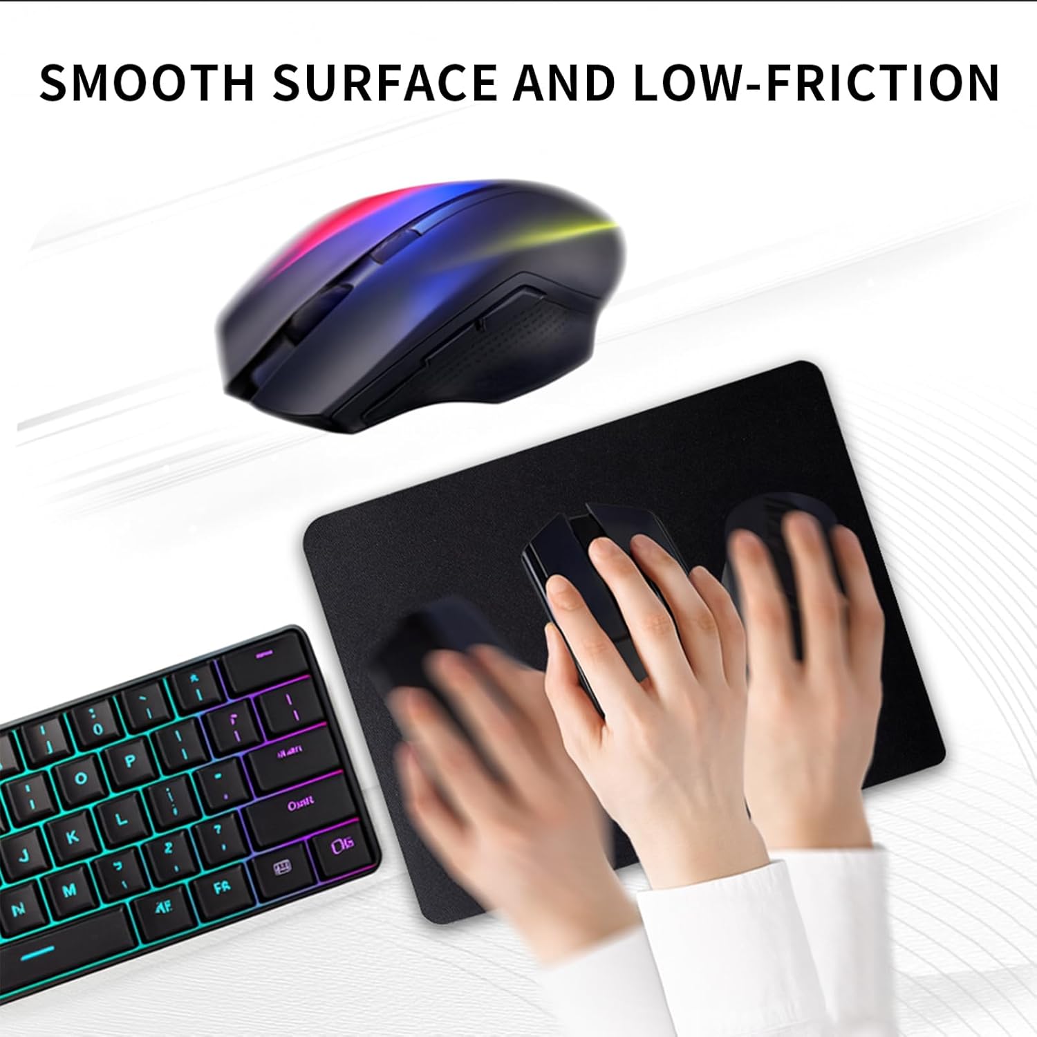 10 Pack Mouse Pad, Ultra-Smooth Gaming Mousepad, Non-Slip Rubber Base, Waterproof Mousepads Bulk Wireless Mouse, Mouse Pad for Desk, Laptop, PC & Office, Small Portable, 9 * 7 in, Black - Image 3