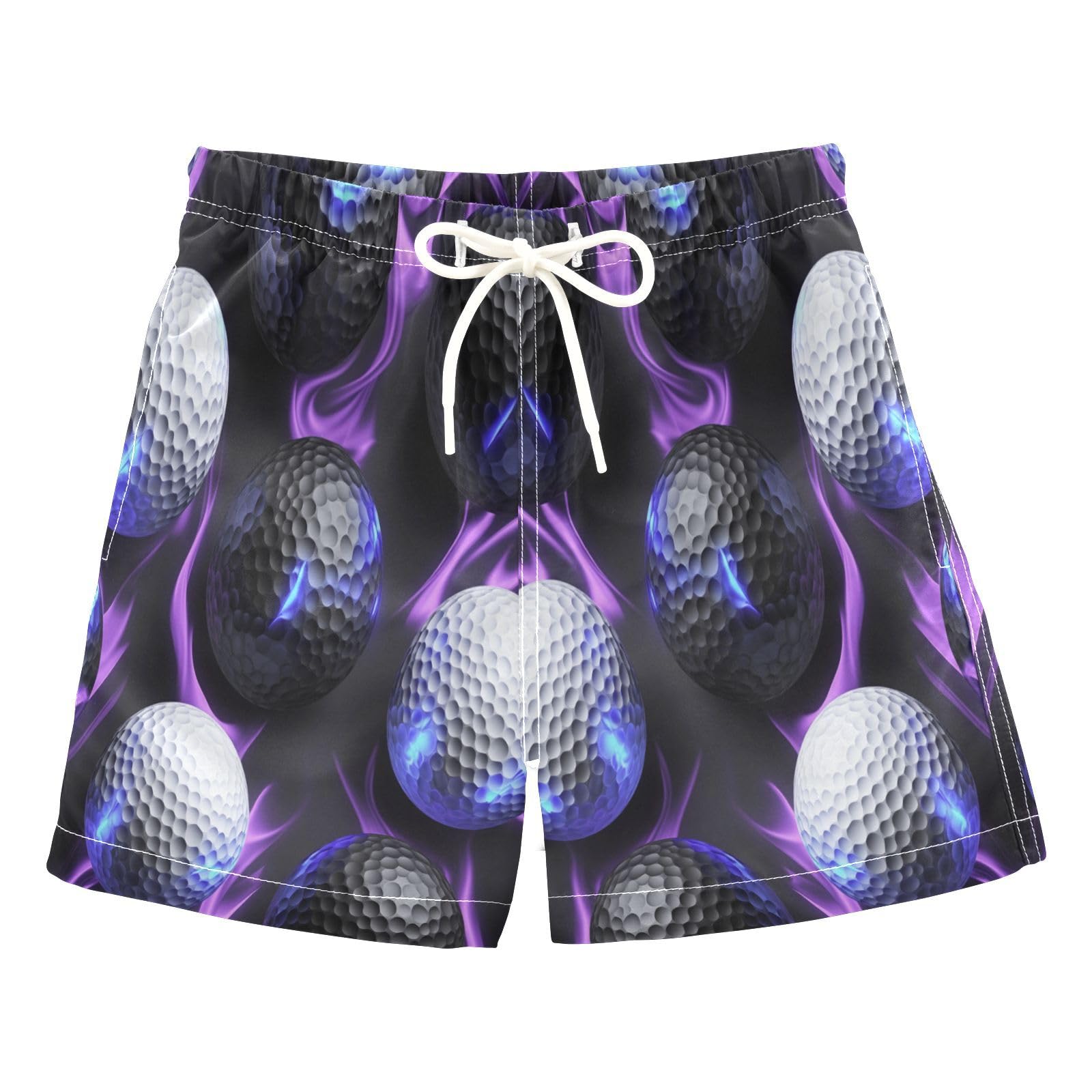 Jucciaco Boys Beach Board Shorts Golf Fire Black Sport Swim Trunk Teen Swimwear