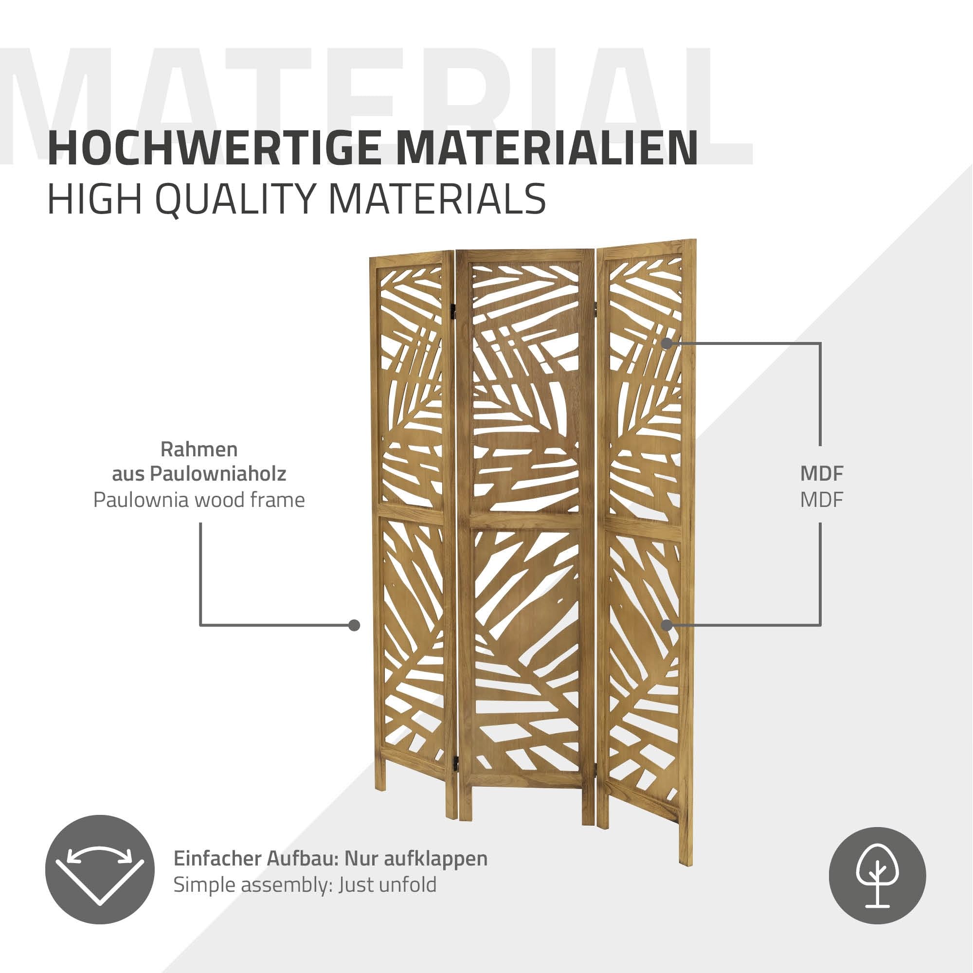 ML-Design Parawan 3-czesciowy Kioto naturalny 170x121 cm Drewniany Skladany Parawan Pokojowy Wolnostojacy Scianka Dzialowa Ekran Prywatnosci Do Przebieralni I Sypialni Panel Oslona Przestrzeni