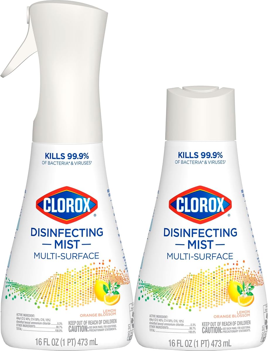 Clorox Disinfecting Mist Sanitizing And Disinfectant Spray, 16 Oz, Lemon And Orange Blossom