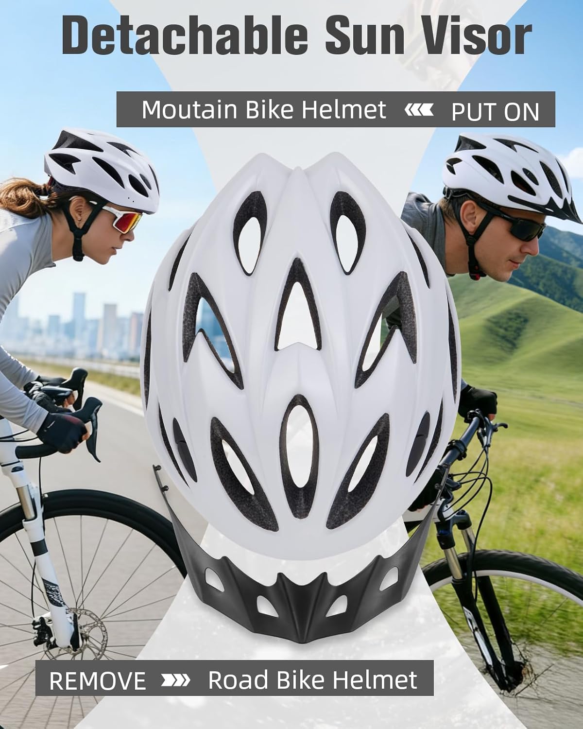 Zacro Adult Bike Helmet Lightweight - Bike Helmet for Men Women Comfort with Pads&Visor, Certified Bicycle Helmet for Adults Youth Mountain Road Biker