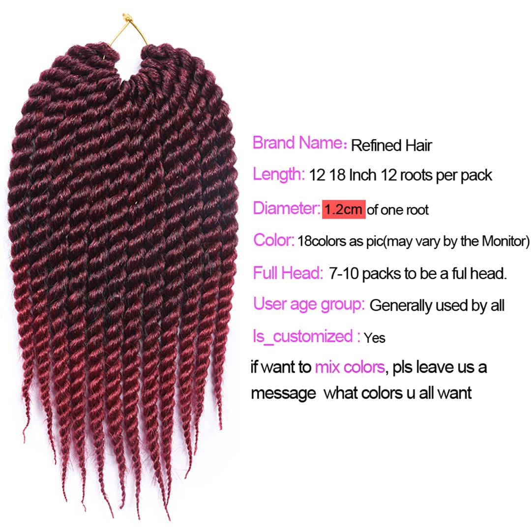 12 cali 18 cali/opakowanie Senegalese Big Crotchet włosy syntetyczne przedłużanie ombre warkocz warkocz włosy szydełkowe warkocze 18 kolory #1B 12inches 9 szt/Lot