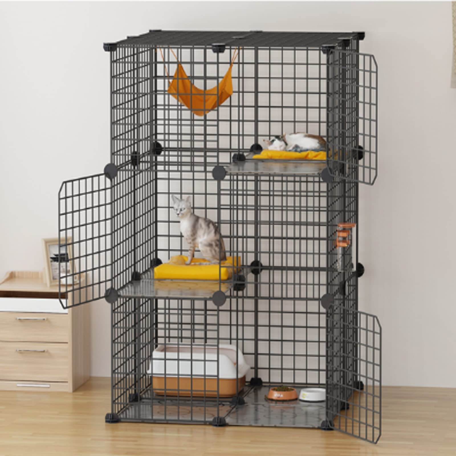 Gabbia Per Gatti - Recinto Per Gatti Box Per Animali Domestici Con Porta, Box Per Gatti, Gabbia Per Animali Di Piccola Taglia Conigli Ricci Gatto Porcellini D'India ( Color : B , Size : 75*75*109cm )