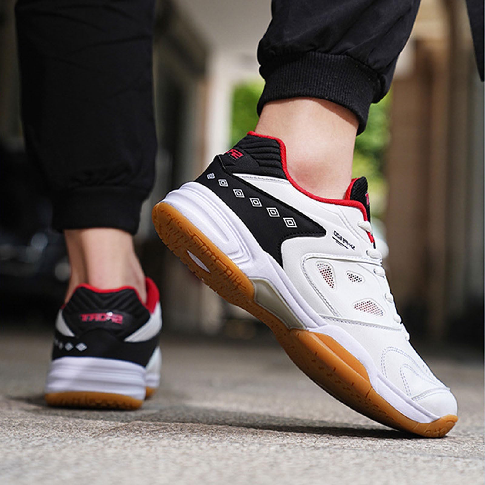 Tennis De Table Chaussures,Chaussures De Badminton pour Hommes,Pingpong Badminton Sneakers,Sneaker De Volleyball Confortable,Non Slip,Respirant Léger,pour La Courge De Racquiet.