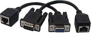 CERRXIAN DB9 RS232 COMメスポート - RJ45メス+ RS232メス - RJ45メスコネクタカードDB9シリアルポートエクステンダ - LAN CAT5 CAT6 RJ45ネットワークイーサネットケーブルアダプタ（1ペア）