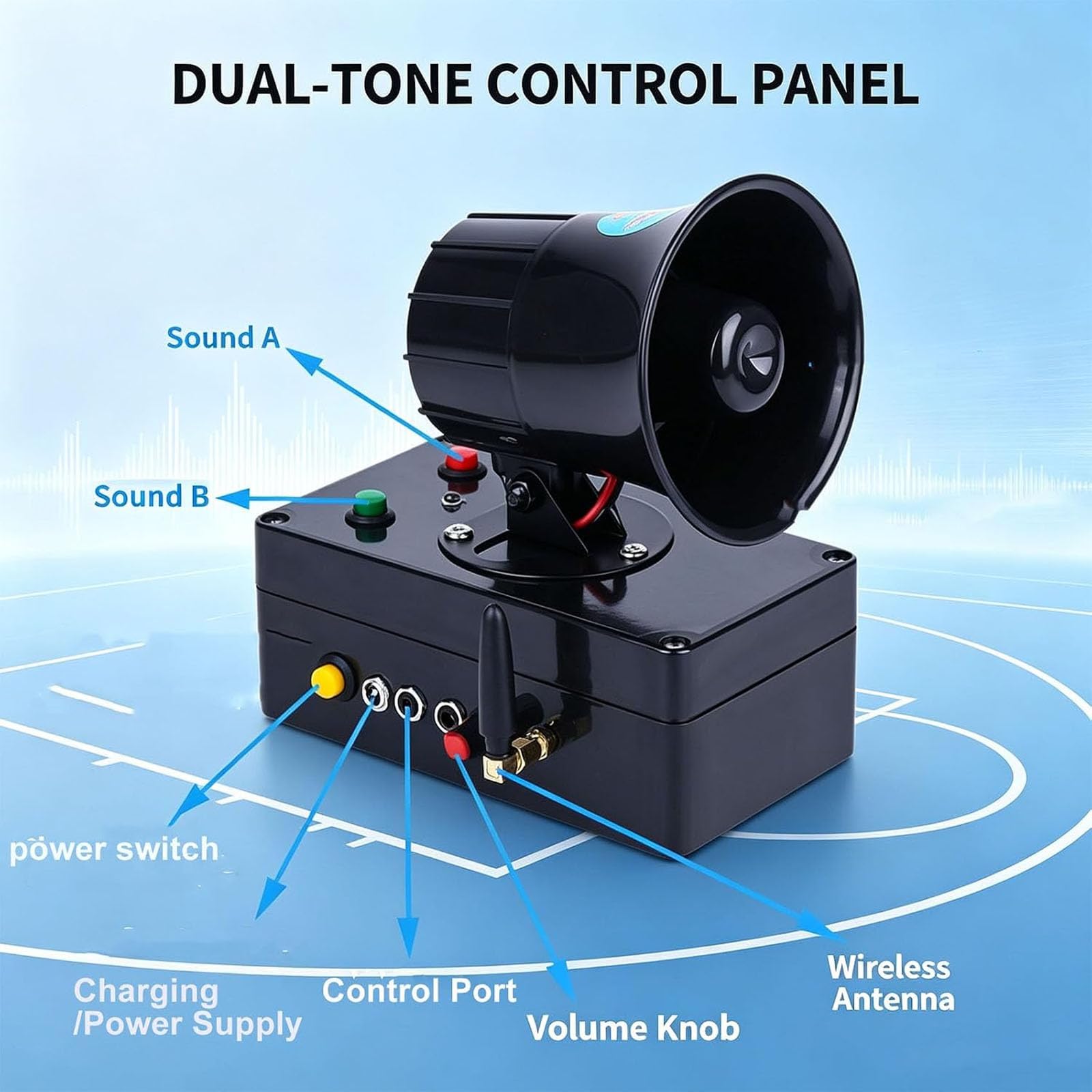 Buzzer da 130 Db per Partite di Basket, Controller A Pulsanti con Telecomando, Controllo Wireless A 300 M/984 Piedi, Volume Regolabile, per Fine Quarto, Timeout, Notifica Falli, Sostituzione
