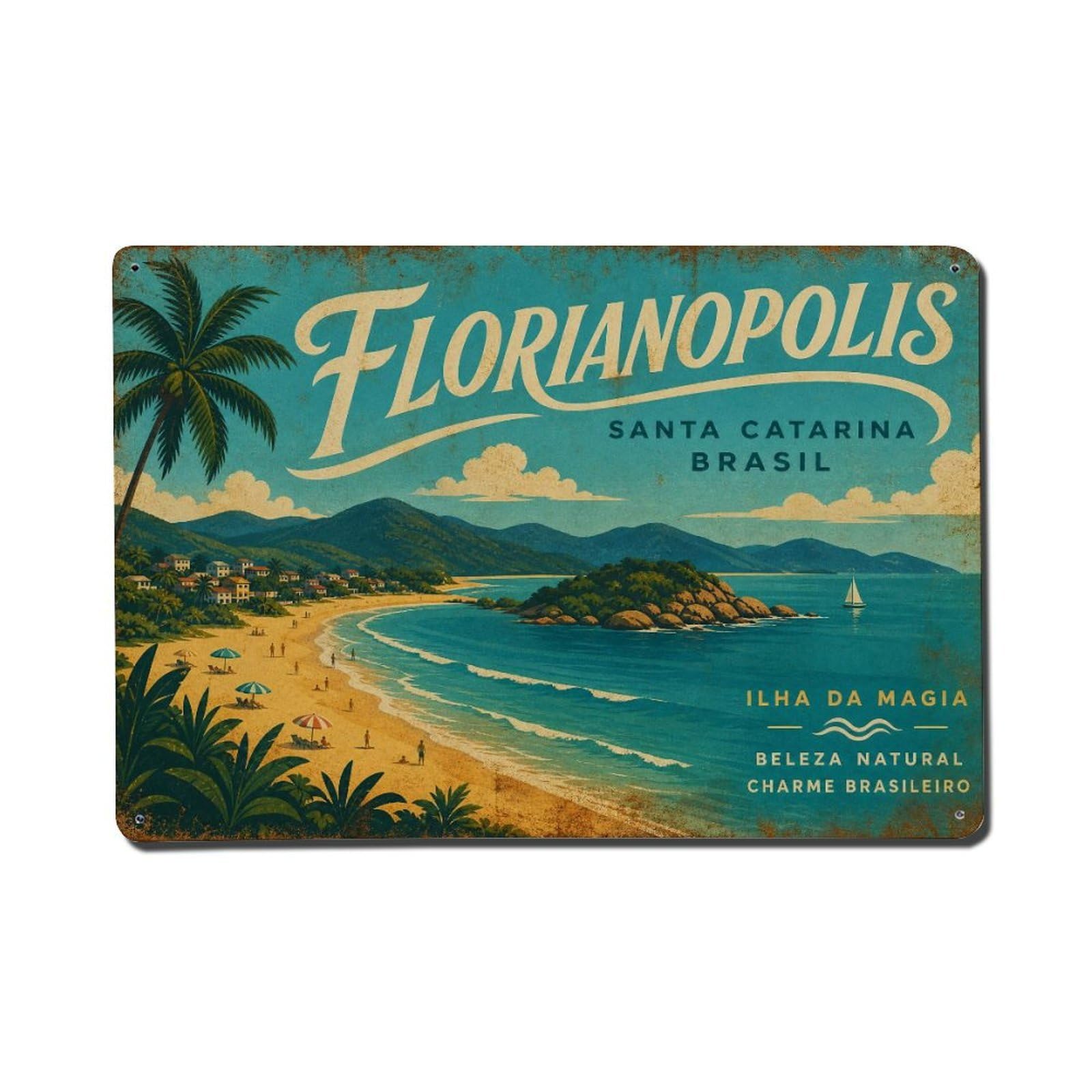Huiyhb 8X12inch(20X30cm) Vintage Travel Brazil Florianopolis Metal Tin Sign