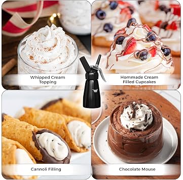 Whipped Cream Dispenser 250ml Professional Cream Whipper for Desserts, Coffee & Baking Durable, Easy to Use & Clean