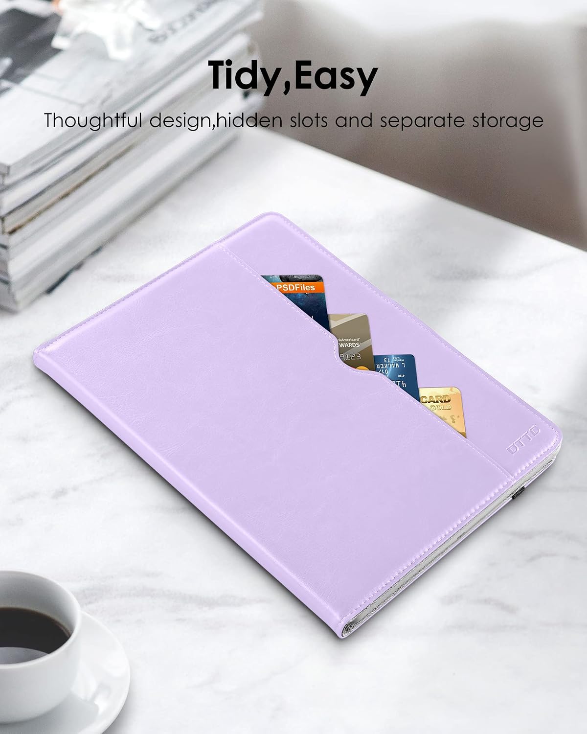 DTTO iPad Mini 4 Case, Premium Leather Folio Stand Cover Case with Multi-Angle Viewing and Auto Wake-Sleep Function, Front Pocket for Apple iPad Mini 4 - Lavender