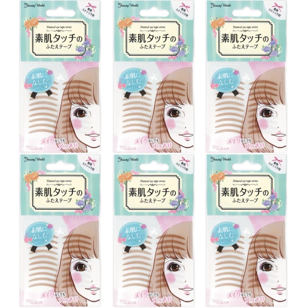 Beauty World Japanese Natural Double Eyelid Eye Tape Bare Skin Instant Eyelid Lift (6 Pairs - 180 Pairs)