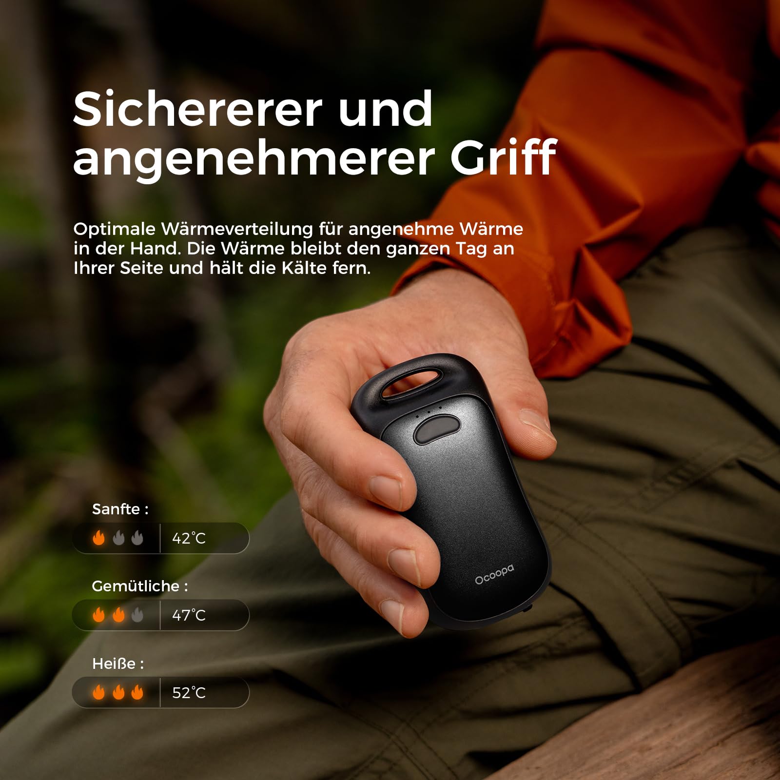OCOOPA Magnetische Handwärmer wiederaufladbar, 2er-Pack, IP45 wasserfest, Ergonomischer elektrischer Handwärmer, 18 Stunden Wärme, tragbarer Taschenheizer, Geschenke für Outdoor, Golf, Camping Urban