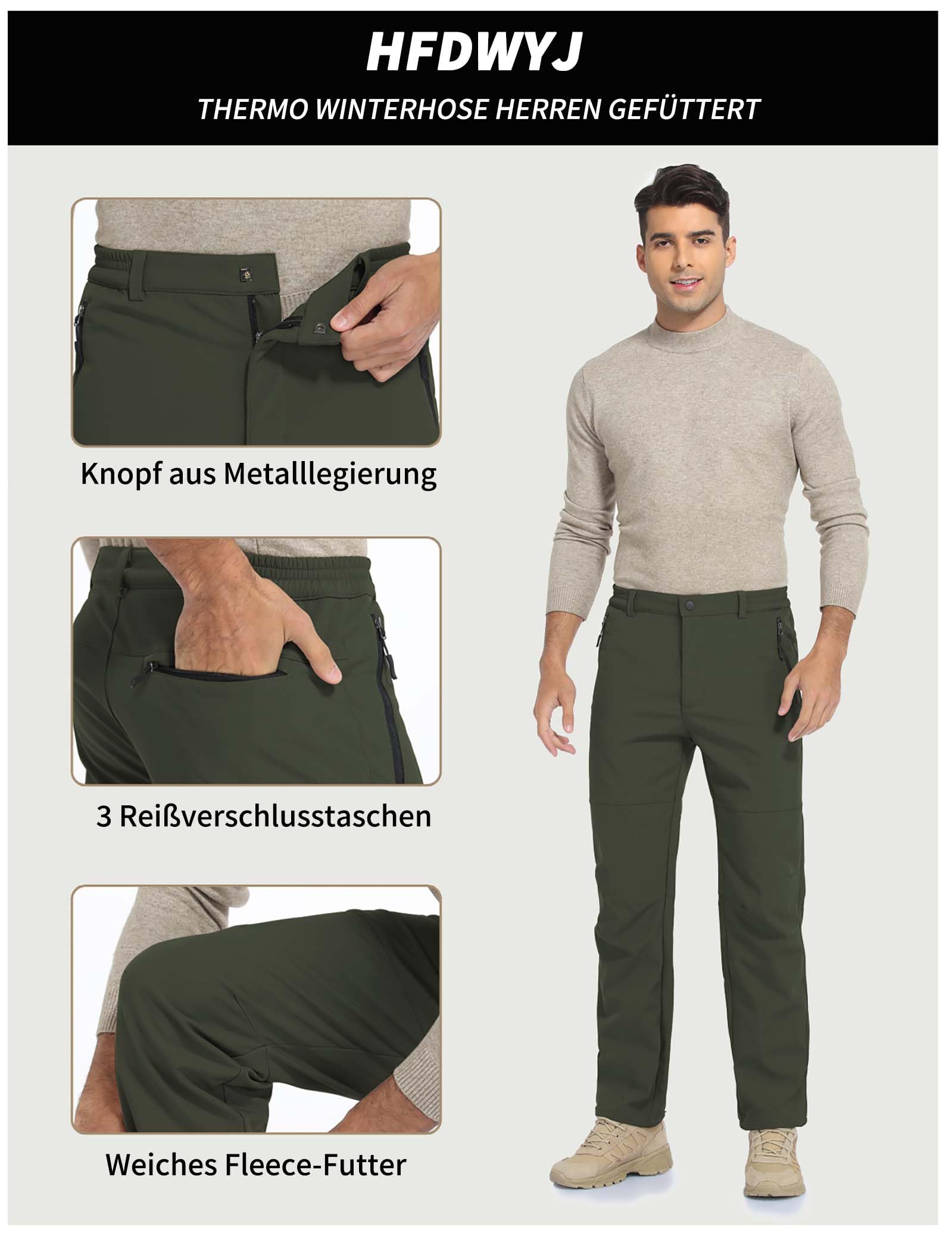 HFDWYJ Pantaloni Trekking Uomo Invernali Impermeabile Pantaloni Uomo per attività All'aperto da Sci Neve Arrampicata Escursionismo Caldo