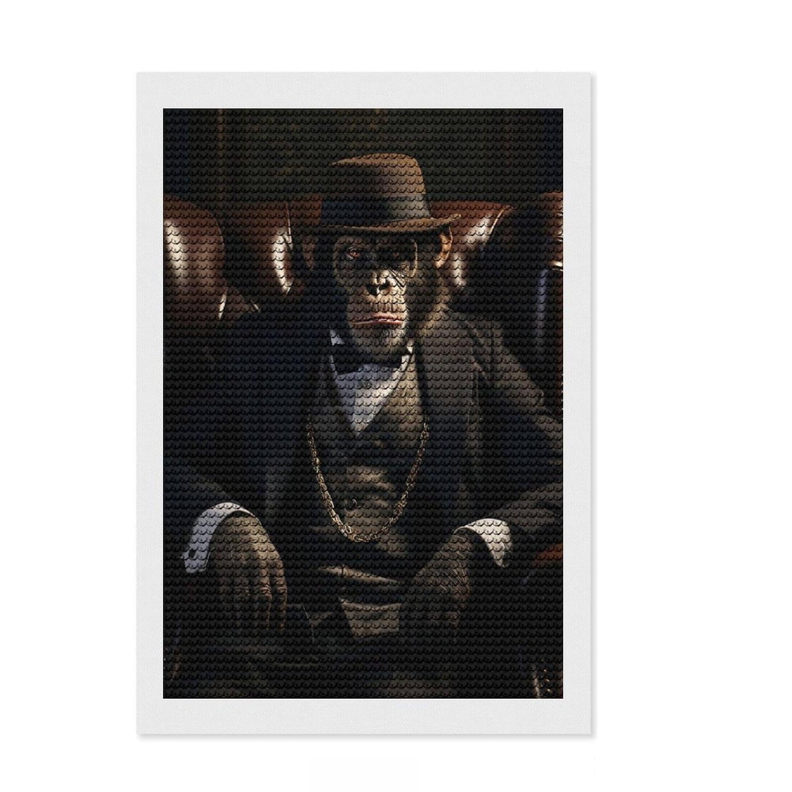Junmoney The Godmonkey Diamond Painting Set 8"x12", Birthday Gift, for Beginners, Full Kit Included, Vintage Style Decor, with Tool Kit