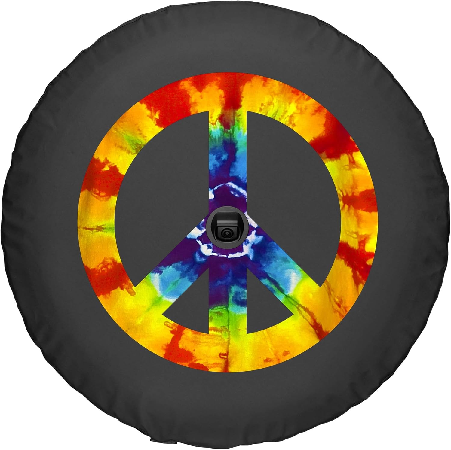 Boomerang - Peace Sign (Tye Dye Print) - 32" Soft JL Tire Cover for Jeep Wrangler JL (with Back-up Camera) - Sport & Sahara (2018-2024)