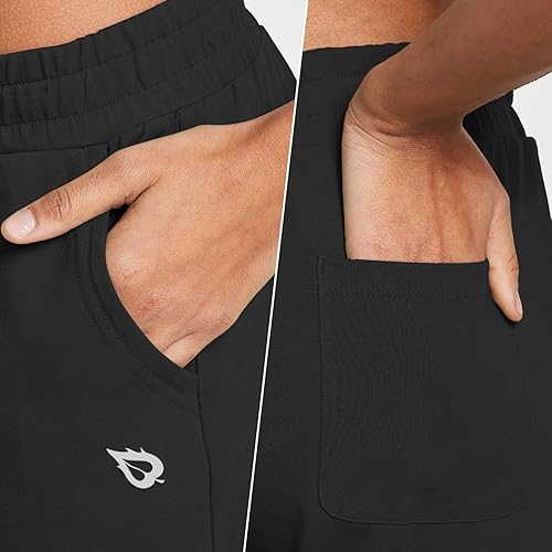 Miniatura 3 de Baleaf - Pantalones deportivos de algodón para mujer, para yoga, descansar, uso informal y correr, pantalones cónicos con bolsillos