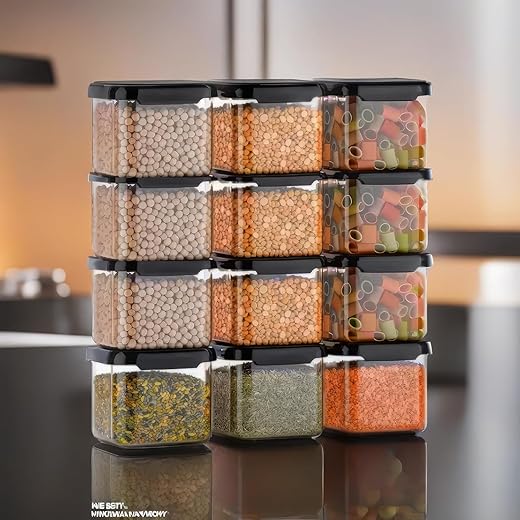 Homeor Plastic Storage Jar & Container Set Air-Tight BPA Free Containers for Kitchen Storage Set Kitchen Organizer & Kitchen Storage Set Pantry…