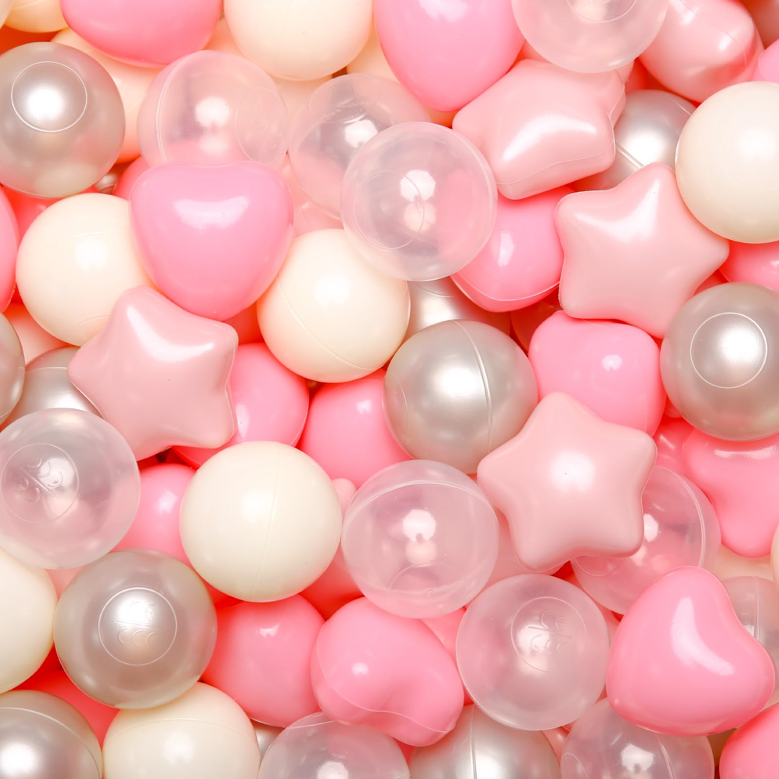 TRENDPLAY Ball Pit Balls Stars : Different Shapes - Mix Stars Shapes for Kids, Perfect for Parties, Pink Green Blue White Gray 50 100 200 500 Pack
