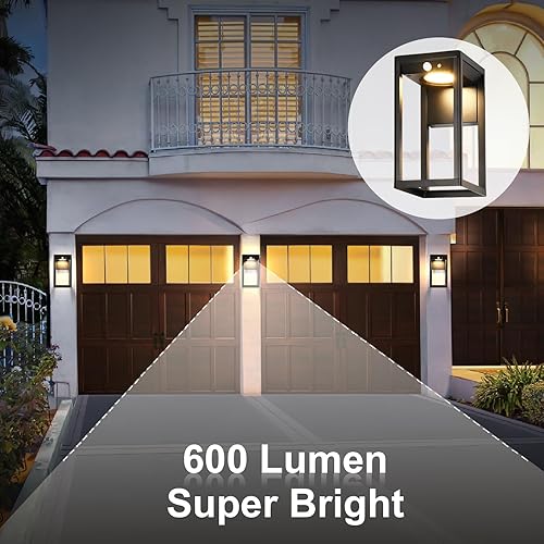 Miniatura 5 de Lámpara solar de pared para exteriores con sensor de movimiento, 600 lúmenes de aluminio para exteriores, linterna de pared del atardecer al