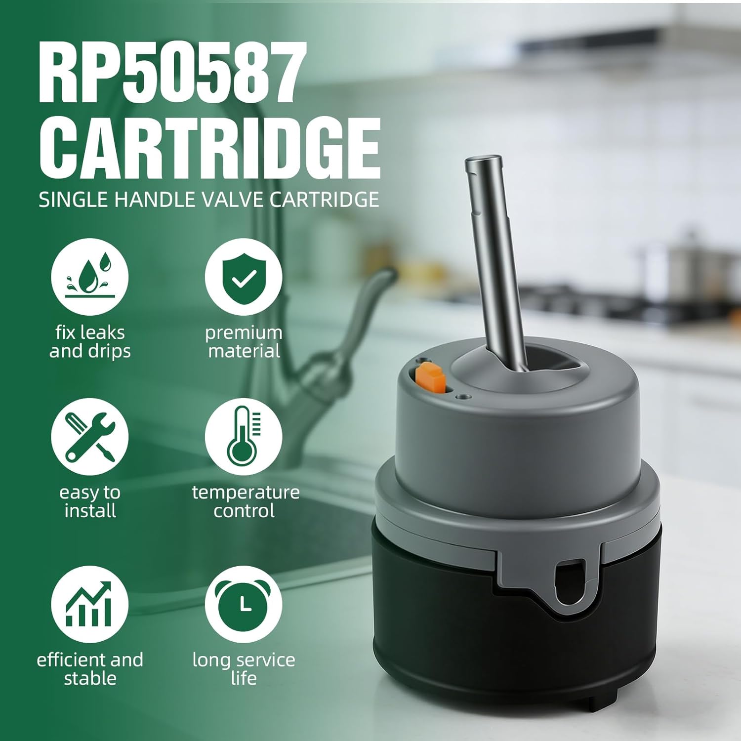 Upgrade RP50587 Single Handle Compatible with Delta Lavatory Kitchen Shower Faucet Valve RP50587, Works with DIAMOND Seal Technology Models Featuring a 36 mm Motion Cartridge