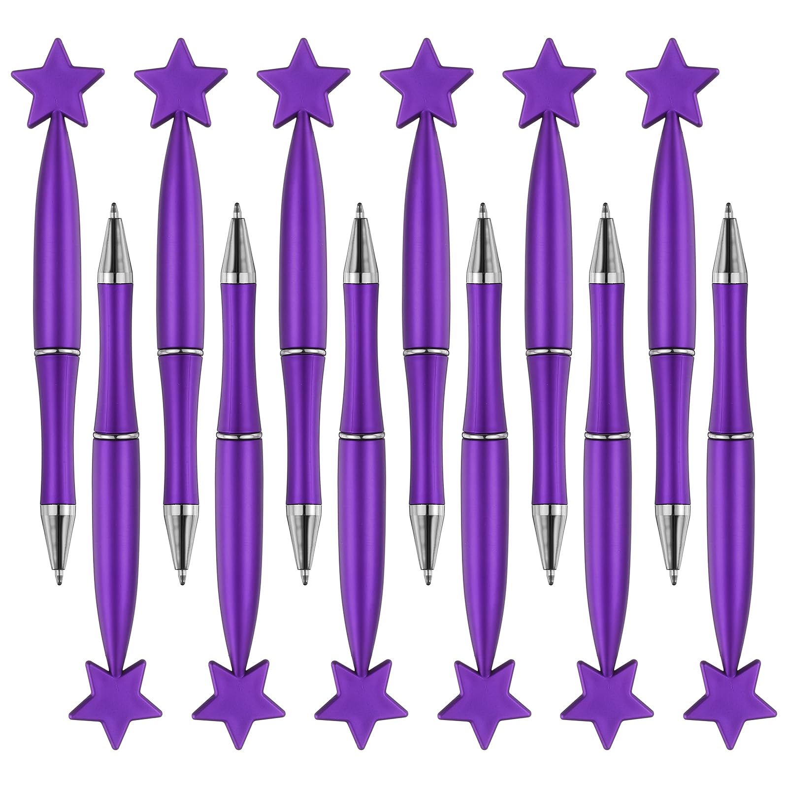 PATIKIL 12 Pcs Star Ballpoint Pens, 1.0mm Tip Cute Twist Writing Pens Black Ink for Home Office Writing Supplies Valentine's Christmas Wedding Party Gifts, Purple