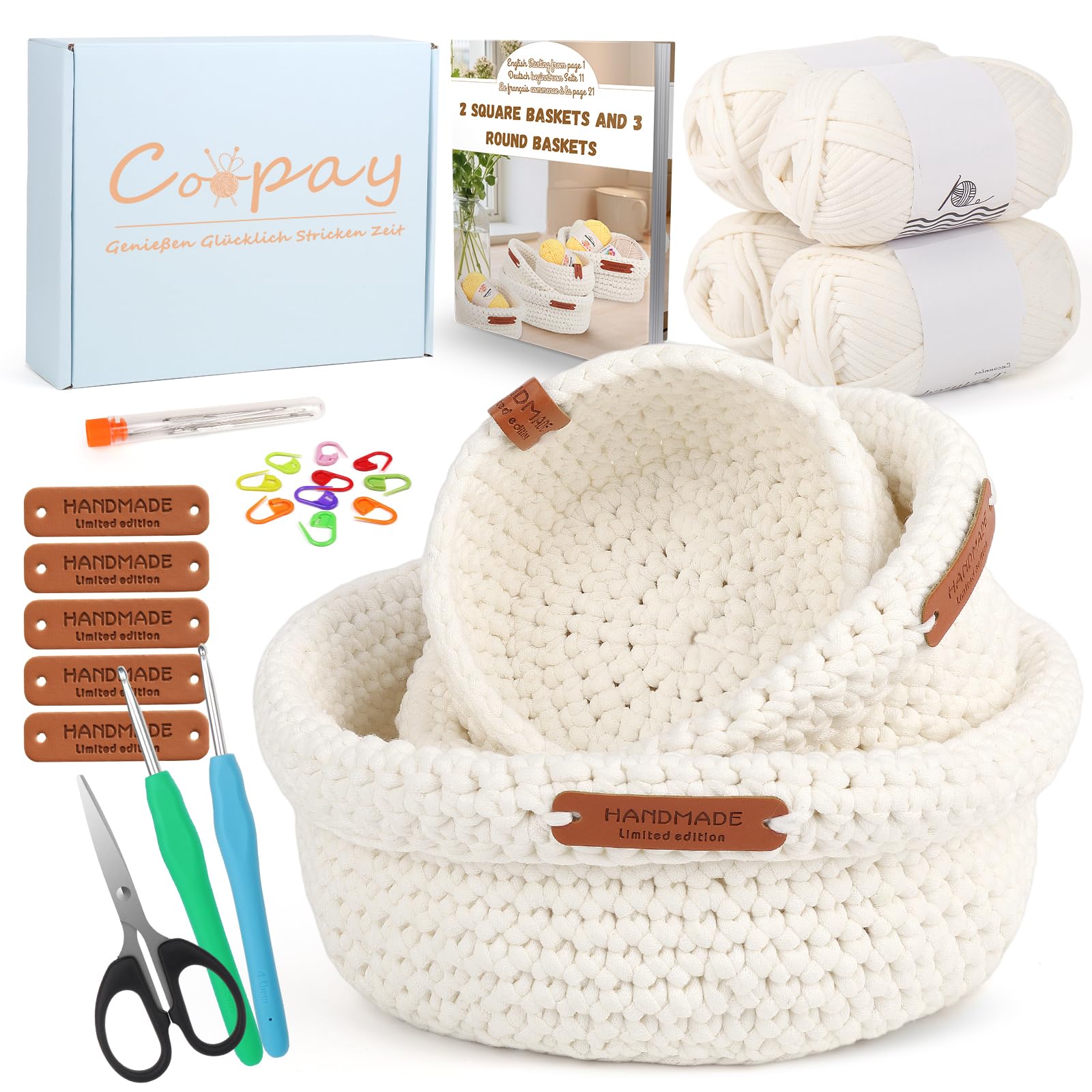 Coopay Haakset voor beginners en volwassenen, 58-delige complete set met gele tas