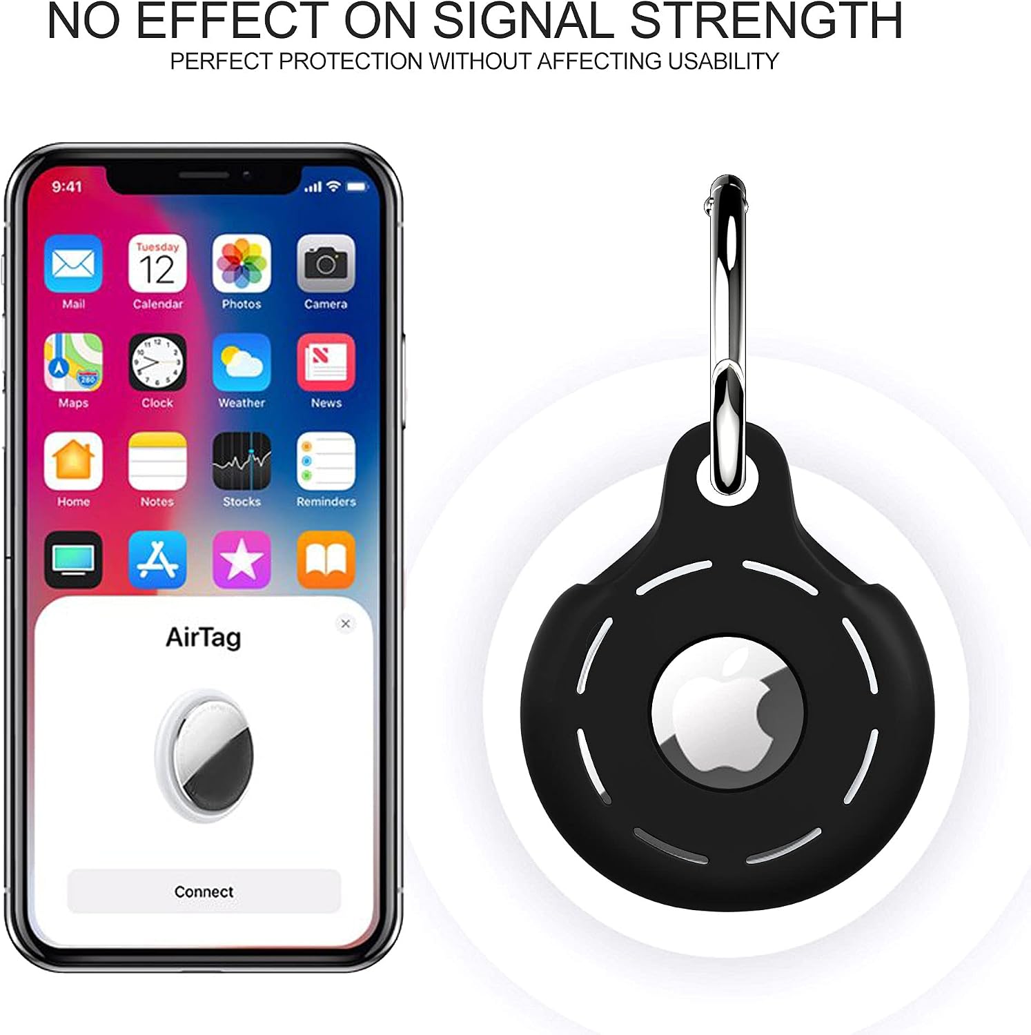ULUQ Silicone Protective Case Compatible with AirTags 2021, Anti-Scratch Shockproof Full Cover with Keychain, for Pet Collars, Wallet, Keys
