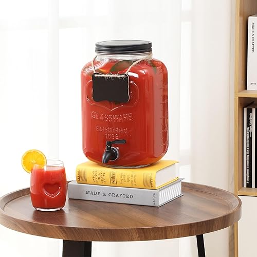 Miniatura 3 de Dispensadores de bebidas de vidrio de 2 galones para fiestas, dispensadores de bebidas de hielo con soporte, dispensador de agua de vidrio con