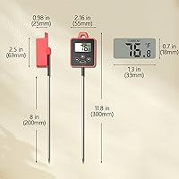 Vista 6 de Termómetro digital de dulces con clip para olla, pantalla LCD de retroiluminación, sonda de 8 pulgadas de largo, alarma de temperatura, interruptor