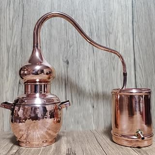 Alembic Still, 750ml Copper Moonshine Still, with Cooling Tube, Home Brew Wine Making Kit for Whiskey, Moonshine, Essential Oils, Hydrosols