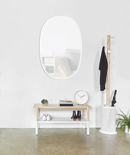 Miniatura 7 de Umbra Hub - Espejo de pared ovalado con borde de goma para sala de estar, baño, dormitorio, entrada y más, 24 x 36 pulgadas, color blanco
