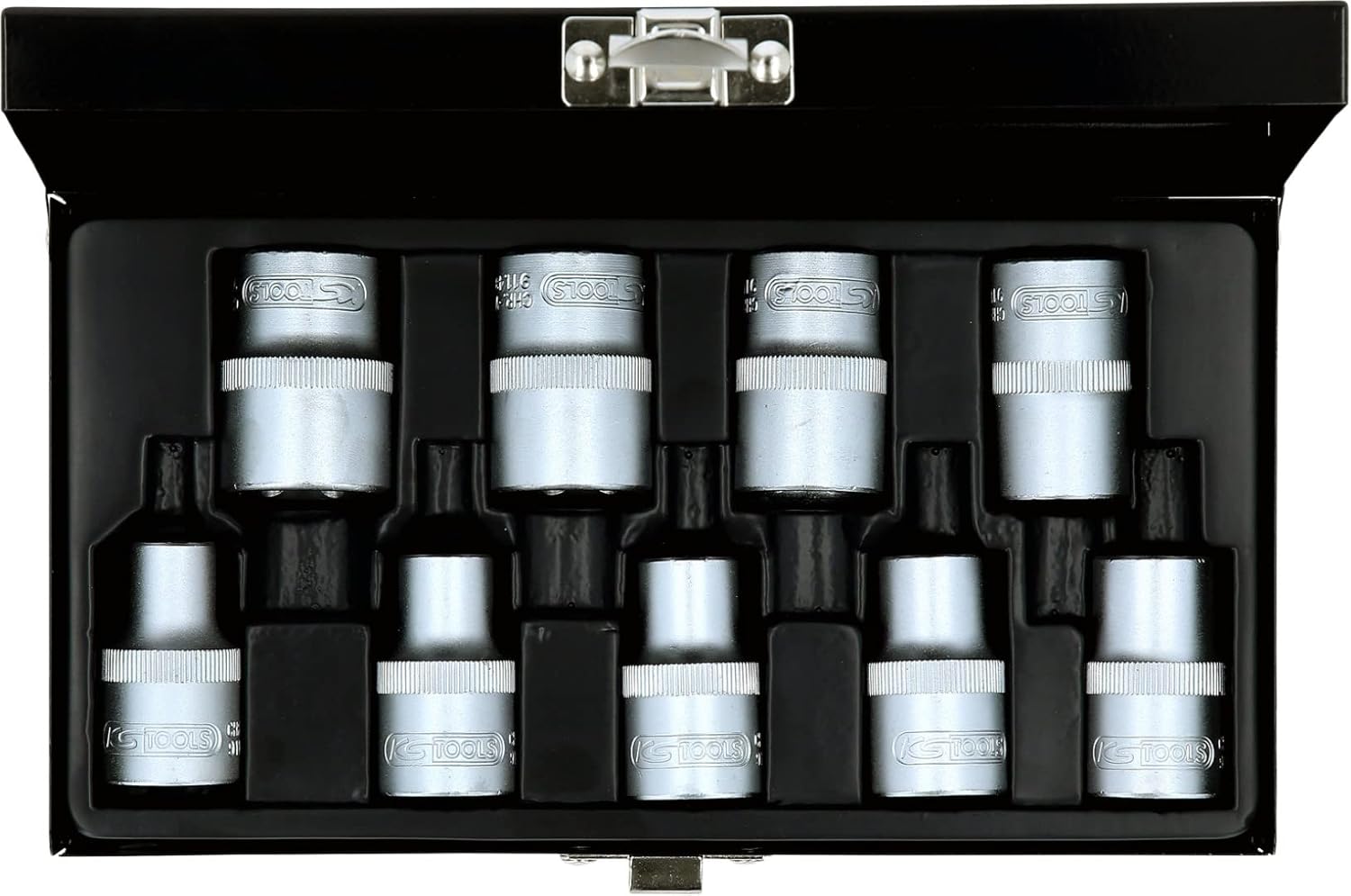 SK Hand Tool 4042146053805 1/2" TX E Socket Set, 9 Piece, E10-E24, Clear