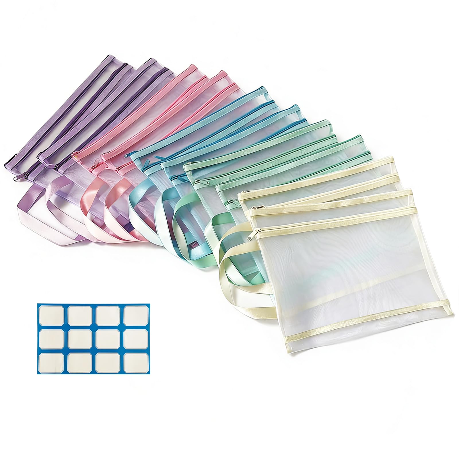 NCEDN Mesh Zipper Pouch Bags – 10 Pack A4 Double-Layer Mesh Storage Bags, Breathable See-Through Zipper Pouches for Puzzle Storage, Books, Documents, School & Office Supplies