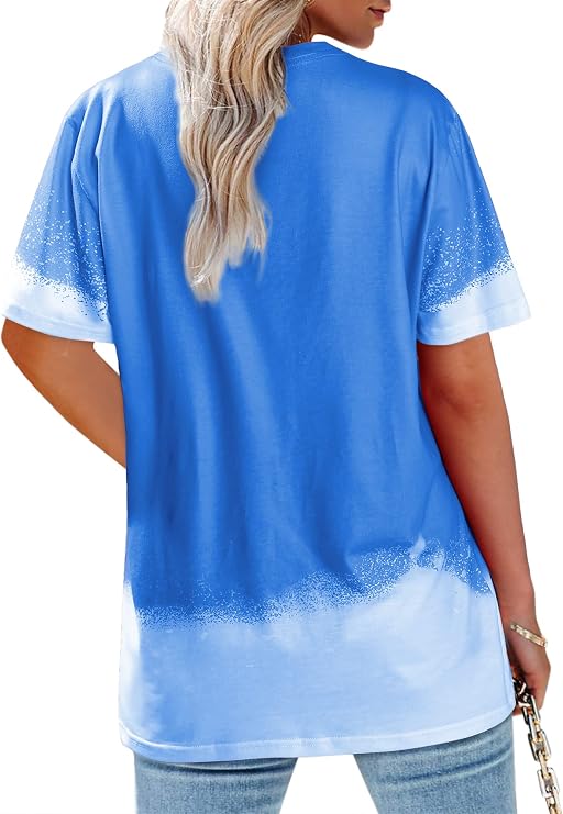 Ezcosplay Women Loose T Shirts Cute Happy Smile Graphic Tees Tie Dye Shirt Preppy Tops