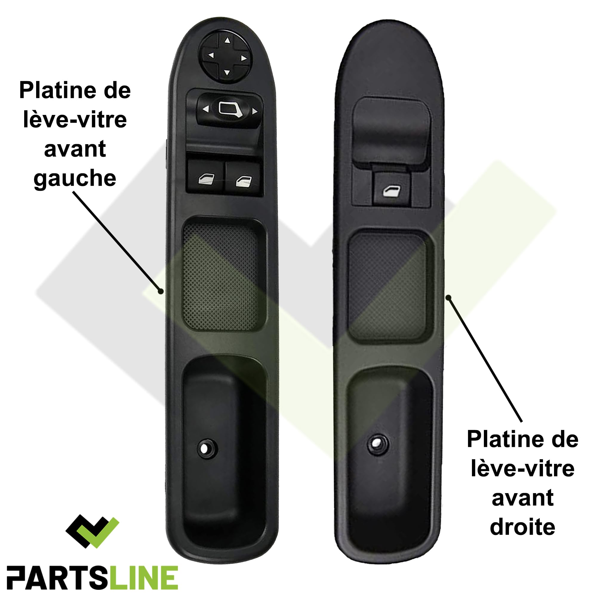(Lot de 2) Bouton Platine de Lève-Vitre Avant Gauche ET Avant Droit compatible avec 207 BERLINE SW - 6554QL 6490HQ 6554HJ 6554QA