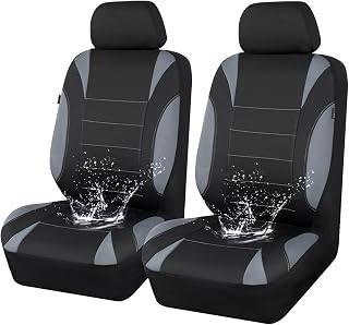 CAR PASS Waterproof Neoprene Front Car Seat Covers with 5mm EVA Padding - Universal Fit for Cars SUVs Trucks, Airbag Compatible, Gray