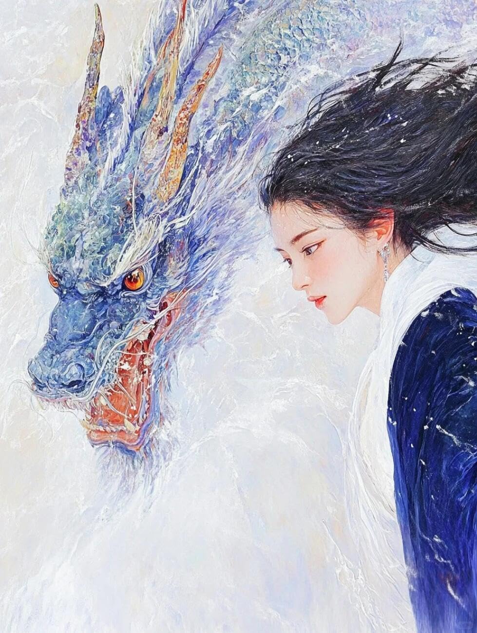 RKFLGEW Animal 14CT Printed Cross Stitch Kits Fantasy Dragon Cross Stitch Starter Set for Adults DIY Needlepoint Kits Embroidery Patterns Home Decoration 40x50cm
