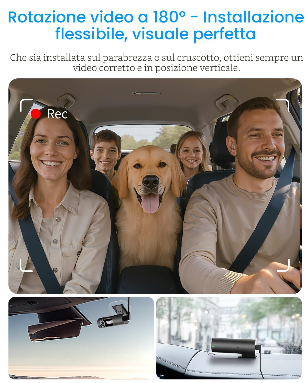 KAWA 3K Front Dash Cam, Voice Control, Parking Mode 24/7, 32GB SD Card, G-Sensor, Dashcam 360 Degrees, Night Vision, Loop Recording, WiFi&APP, 3K Car Camera, Truck, RV, SUV, Van