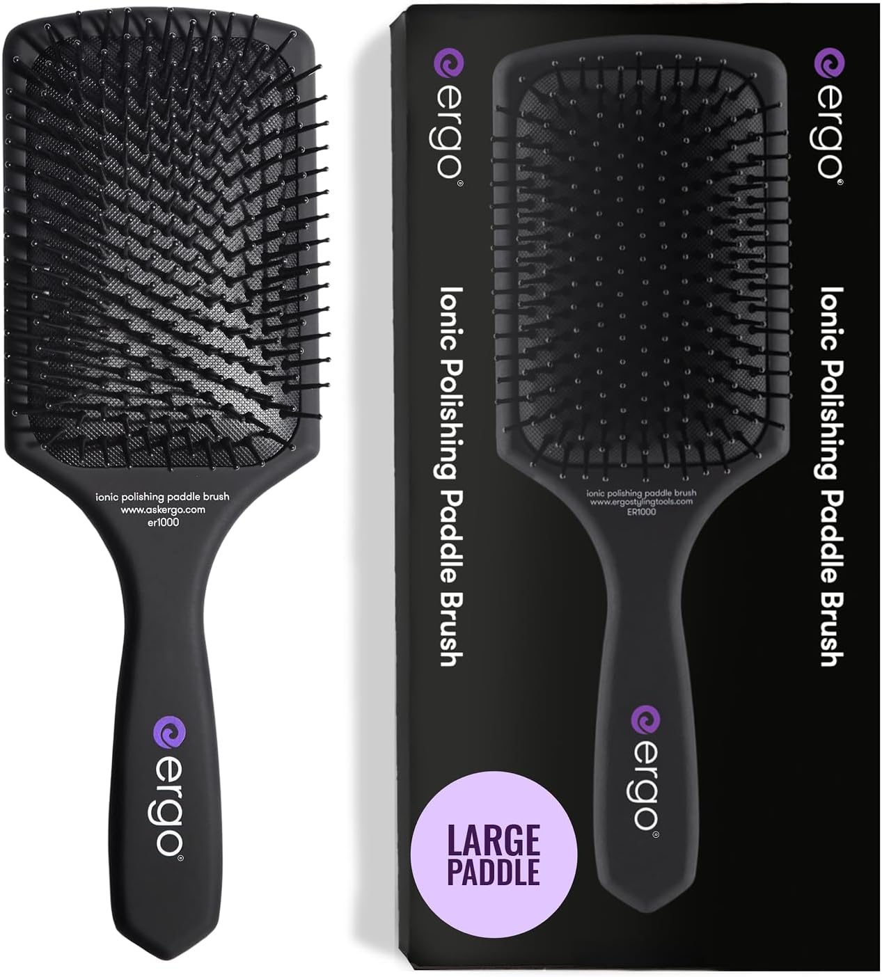 - Ionic Paddle Hair Brush – Large Polishing Brush for Long-Lasting Shine, Detangling Brush for Wet & Dry Hair Care, Hair Styling Tool for Blow Drying (ER1000)